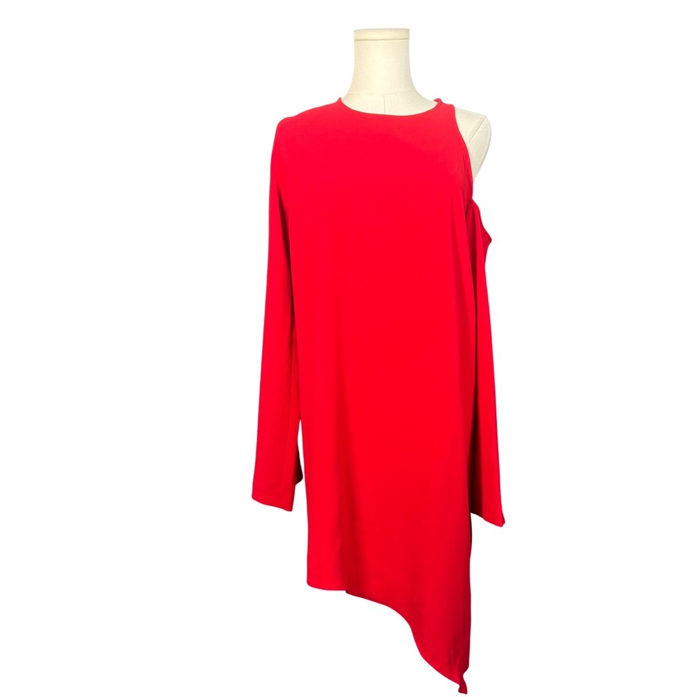 IRO Awati Asymmetric Long Sleeve Mini Dress Poppy Red Womens 36 US 4